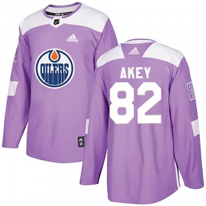 Authentic Adidas Youth Beau Akey Purple Fights Cancer Practice Jersey - NHL Edmonton Oilers