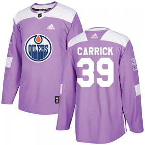 Authentic Adidas Youth Sam Carrick Purple Fights Cancer Practice Jersey - NHL Edmonton Oilers