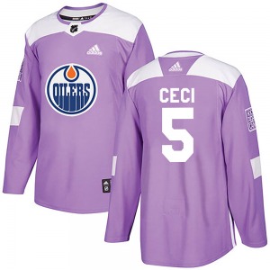 Authentic Adidas Youth Cody Ceci Purple Fights Cancer Practice Jersey - NHL Edmonton Oilers