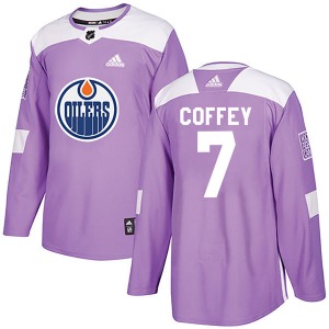 Authentic Adidas Youth Paul Coffey Purple Fights Cancer Practice Jersey - NHL Edmonton Oilers