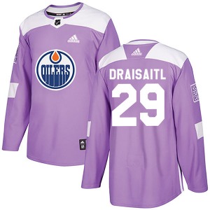 Authentic Adidas Youth Leon Draisaitl Purple Fights Cancer Practice Jersey - NHL Edmonton Oilers