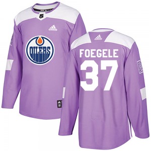Authentic Adidas Youth Warren Foegele Purple Fights Cancer Practice Jersey - NHL Edmonton Oilers