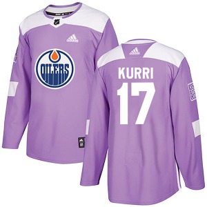 Authentic Adidas Youth Jari Kurri Purple Fights Cancer Practice Jersey - NHL Edmonton Oilers