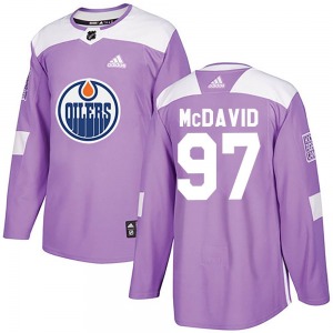 Authentic Adidas Youth Connor McDavid Purple Fights Cancer Practice Jersey - NHL Edmonton Oilers