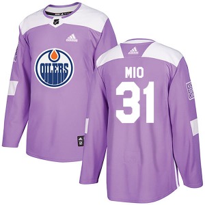 Authentic Adidas Youth Eddie Mio Purple Fights Cancer Practice Jersey - NHL Edmonton Oilers