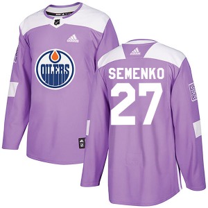 Authentic Adidas Youth Dave Semenko Purple Fights Cancer Practice Jersey - NHL Edmonton Oilers