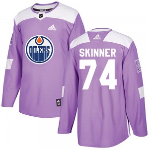 Authentic Adidas Youth Stuart Skinner Purple Fights Cancer Practice Jersey - NHL Edmonton Oilers