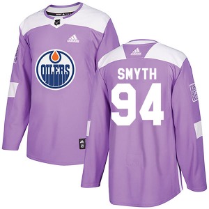Authentic Adidas Youth Ryan Smyth Purple Fights Cancer Practice Jersey - NHL Edmonton Oilers