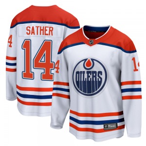 Breakaway Fanatics Branded Youth Glen Sather White 2020/21 Special Edition Jersey - NHL Edmonton Oilers