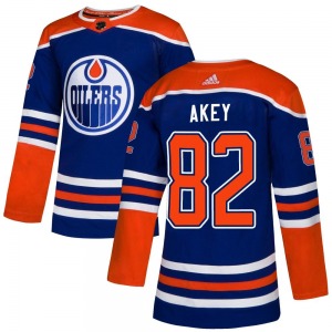 Authentic Adidas Youth Beau Akey Royal Alternate Jersey - NHL Edmonton Oilers