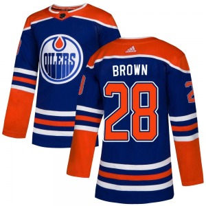 Authentic Adidas Youth Connor Brown Brown Royal Alternate Jersey - NHL Edmonton Oilers