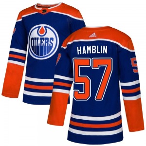 Authentic Adidas Youth James Hamblin Royal Alternate Jersey - NHL Edmonton Oilers