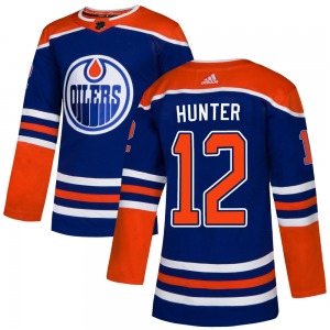 Authentic Adidas Youth Dave Hunter Royal Alternate Jersey - NHL Edmonton Oilers