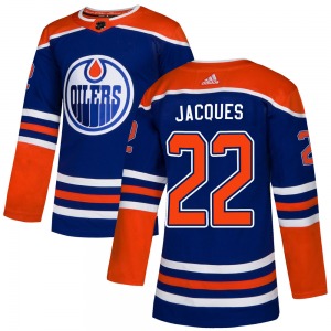 Authentic Adidas Youth Jean-Francois Jacques Royal Alternate Jersey - NHL Edmonton Oilers