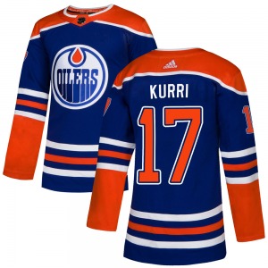 Authentic Adidas Youth Jari Kurri Royal Alternate Jersey - NHL Edmonton Oilers
