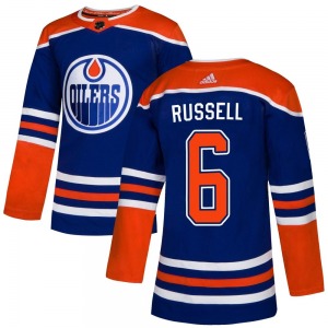 Authentic Adidas Youth Kris Russell Royal Alternate Jersey - NHL Edmonton Oilers