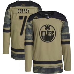 Authentic Adidas Youth Paul Coffey Camo Military Appreciation Practice Jersey - NHL Edmonton Oilers
