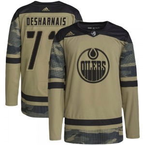 Authentic Adidas Youth Vincent Desharnais Camo Military Appreciation Practice Jersey - NHL Edmonton Oilers
