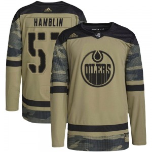 Authentic Adidas Youth James Hamblin Camo Military Appreciation Practice Jersey - NHL Edmonton Oilers