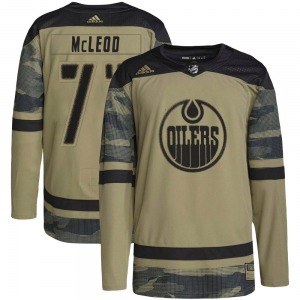 Authentic Adidas Youth Ryan McLeod Camo Military Appreciation Practice Jersey - NHL Edmonton Oilers