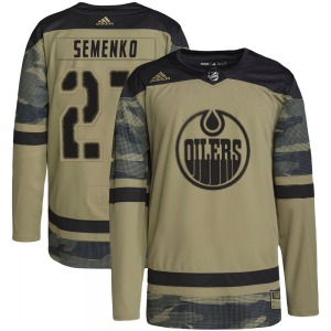 Authentic Adidas Youth Dave Semenko Camo Military Appreciation Practice Jersey - NHL Edmonton Oilers
