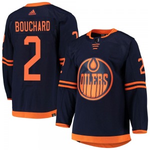 Authentic Adidas Youth Evan Bouchard Navy Alternate Primegreen Pro Jersey - NHL Edmonton Oilers