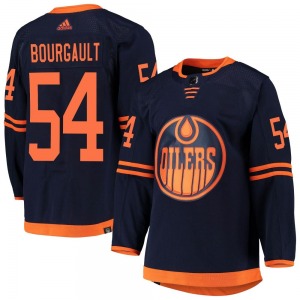 Authentic Adidas Youth Xavier Bourgault Navy Alternate Primegreen Pro Jersey - NHL Edmonton Oilers