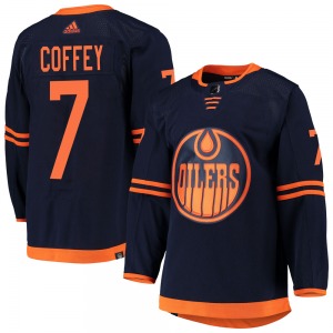 Authentic Adidas Youth Paul Coffey Navy Alternate Primegreen Pro Jersey - NHL Edmonton Oilers
