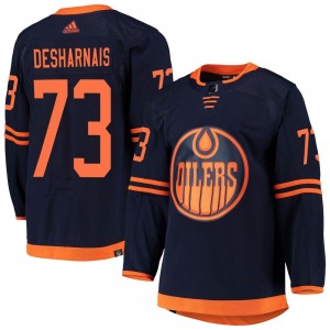 Authentic Adidas Youth Vincent Desharnais Navy Alternate Primegreen Pro Jersey - NHL Edmonton Oilers
