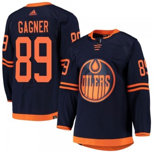 Authentic Adidas Youth Sam Gagner Navy Alternate Primegreen Pro Jersey - NHL Edmonton Oilers