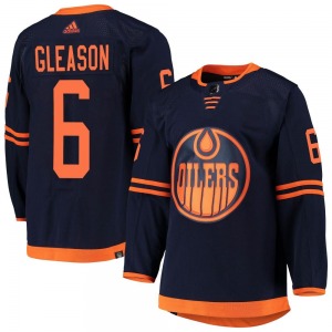 Authentic Adidas Youth Ben Gleason Navy Alternate Primegreen Pro Jersey - NHL Edmonton Oilers