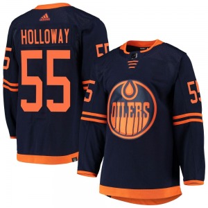 Authentic Adidas Youth Dylan Holloway Navy Alternate Primegreen Pro Jersey - NHL Edmonton Oilers