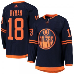 Authentic Adidas Youth Zach Hyman Navy Alternate Primegreen Pro Jersey - NHL Edmonton Oilers