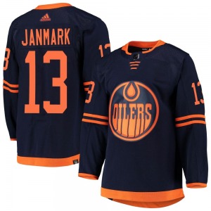 Authentic Adidas Youth Mattias Janmark Navy Alternate Primegreen Pro Jersey - NHL Edmonton Oilers