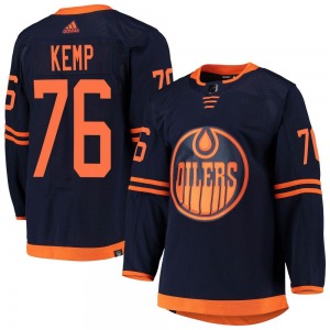 Authentic Adidas Youth Philip Kemp Navy Alternate Primegreen Pro Jersey - NHL Edmonton Oilers