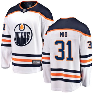 Authentic Fanatics Branded Youth Eddie Mio White Away Breakaway Jersey - NHL Edmonton Oilers