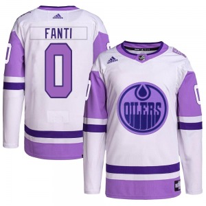 Authentic Adidas Youth Ryan Fanti White/Purple Hockey Fights Cancer Primegreen Jersey - NHL Edmonton Oilers