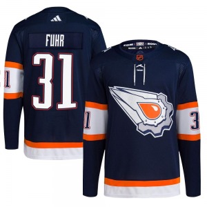 Authentic Adidas Youth Grant Fuhr Navy Reverse Retro 2.0 Jersey - NHL Edmonton Oilers