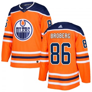 Authentic Adidas Youth Philip Broberg Orange r Home Jersey - NHL Edmonton Oilers