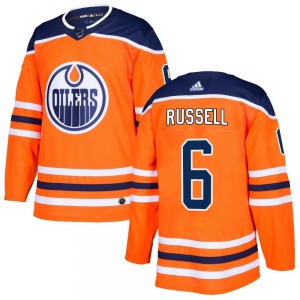 Authentic Adidas Youth Kris Russell Orange r Home Jersey - NHL Edmonton Oilers