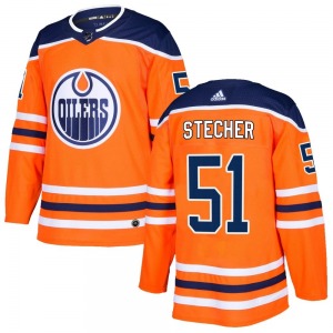 Authentic Adidas Youth Troy Stecher Orange r Home Jersey - NHL Edmonton Oilers