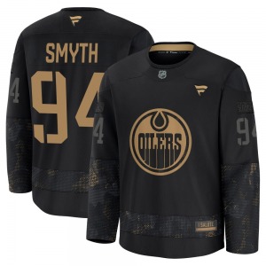 Premium Fanatics Youth Ryan Smyth Black 2024 Military Appreciation Practice Jersey - NHL Edmonton Oilers