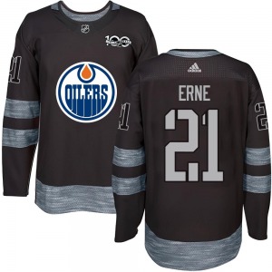 Authentic Youth Adam Erne Black 1917-2017 100th Anniversary Jersey - NHL Edmonton Oilers