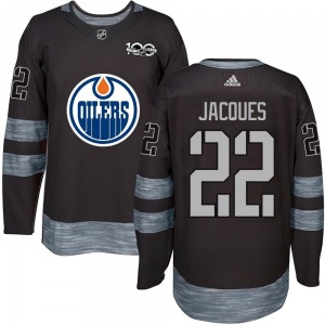 Authentic Youth Jean-Francois Jacques Black 1917-2017 100th Anniversary Jersey - NHL Edmonton Oilers
