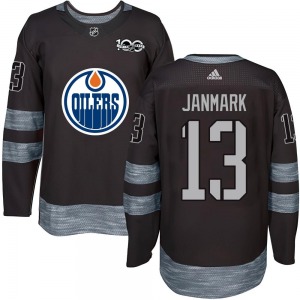 Authentic Youth Mattias Janmark Black 1917-2017 100th Anniversary Jersey - NHL Edmonton Oilers