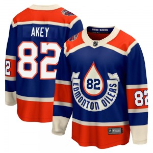 Premier Fanatics Branded Youth Beau Akey Royal Breakaway 2023 Heritage Classic Jersey - NHL Edmonton Oilers