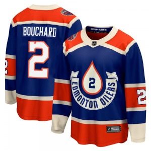 Premier Fanatics Branded Youth Evan Bouchard Royal Breakaway 2023 Heritage Classic Jersey - NHL Edmonton Oilers