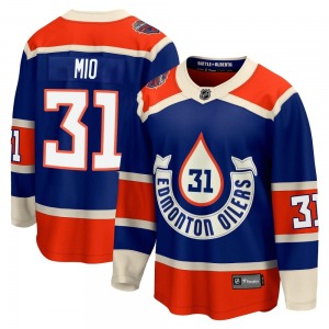 Premier Fanatics Branded Youth Eddie Mio Royal Breakaway 2023 Heritage Classic Jersey - NHL Edmonton Oilers