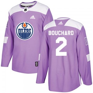 Authentic Adidas Adult Evan Bouchard Purple Fights Cancer Practice Jersey - NHL Edmonton Oilers