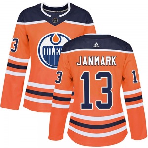 Authentic Adidas Women's Mattias Janmark Orange r Home Jersey - NHL Edmonton Oilers